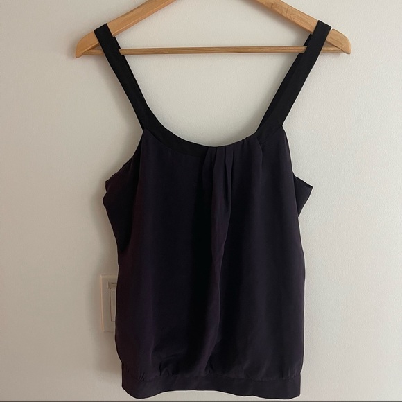 Matty M Women's Silk Cami Tank Blouse Purple With Black Straps Small - Picture 2 of 11